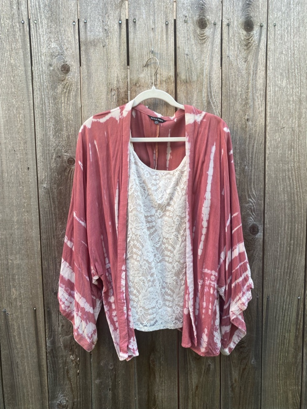 Rayon Dusty Rose Tie-Dye Kimono